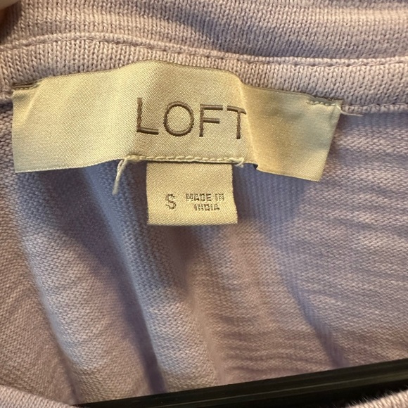 LOFT - Lavender Knit Top With Floral Hem (Size S) - Picture 7 of 12